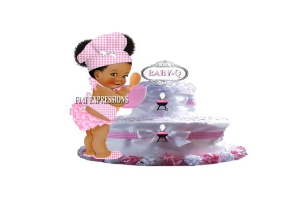 Baby-Q Girl Diaper, Cake 2 Tier Diaper Cake, Pink Baby-Q Diaper Cake, Baby-Q Baby Shower, Baby -Q Baby Shower Centerpiece & Gift
