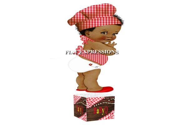 Baby-Q Boy Red & Brown Baby Shower Table Centerpiece
