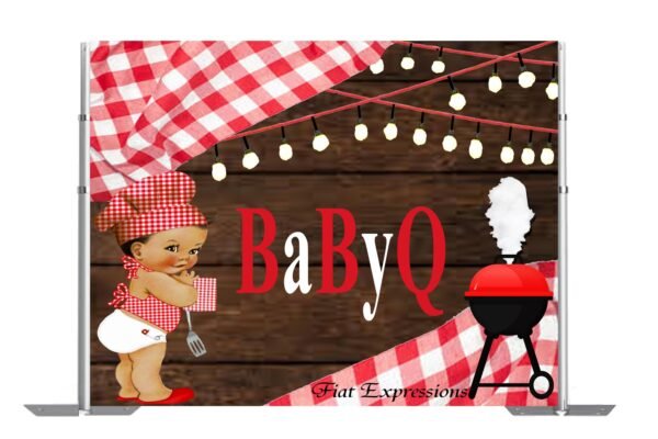 Baby-Q Boy Red & Brown Baby Shower Poster Backdrop Digital File