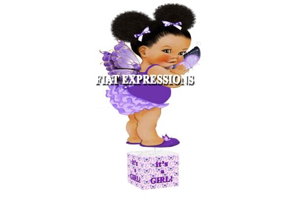 Butterfly Purple Girl Baby Shower Table Centerpiece