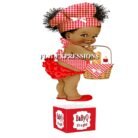 Baby Q Girl Centerpiece Red White Black Basket