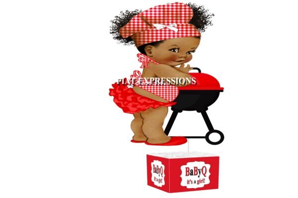Baby-Q Girl Red with Grill Baby Shower Table Centerpiece