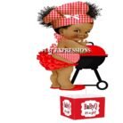 Baby Q Girl Centerpiece Red White Black Grill
