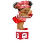 Baby Q Girl Centerpiece Red White Black Bowl Spoon