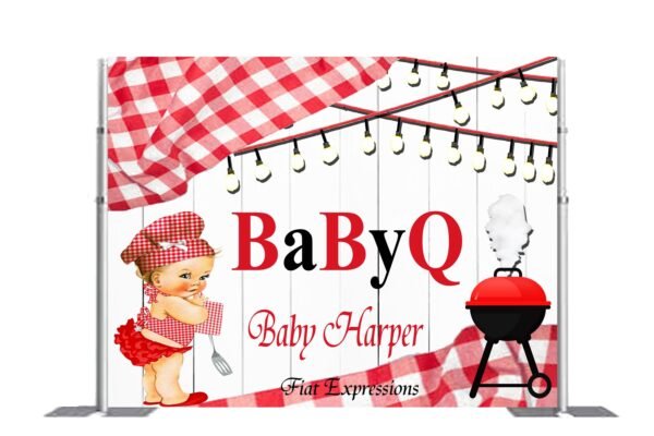 Baby-Q Girl Red & White Baby Shower Poster Backdrop Digital File