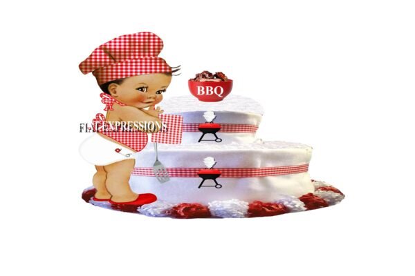 Baby-Q Boy Diaper Cake, 2 Tier Diaper Cake, Baby-Q Baby Shower Centerpiece & Gift