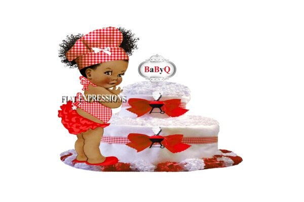 Baby-Q Girl Diaper Cake, 2 Tier Diaper Cake, Baby Shower, Baby-Q Baby Shower Centerpiece & Gift