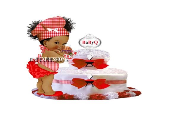 Baby-Q Diaper Cake, Girl with BBQ Burger Diaper Cake, Baby Shower, Baby-Q Baby Shower Centerpiece & Gift