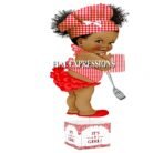 Baby Q Girl Centerpiece Red Gingham White Wood Spatula Potholder
