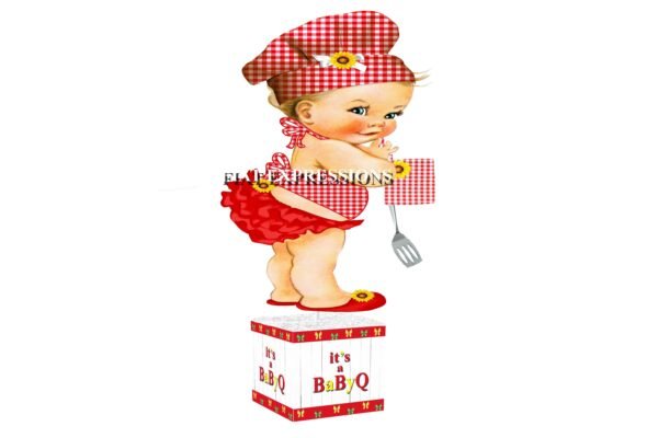 Baby-Q Girl Red and Sunflower Baby Shower Table Centerpiece