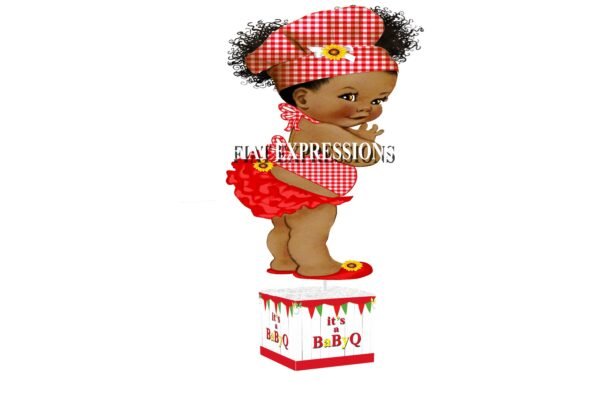 Baby-Q Girl Red and Sunflower Baby Shower Table Centerpiece