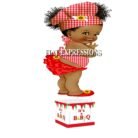 Baby Q Girl Centerpiece Red White Sunflower Banner