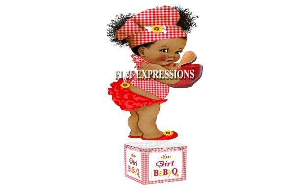 Baby-Q Girl Red & Yellow with Sunflower Baby Shower Table Centerpiece