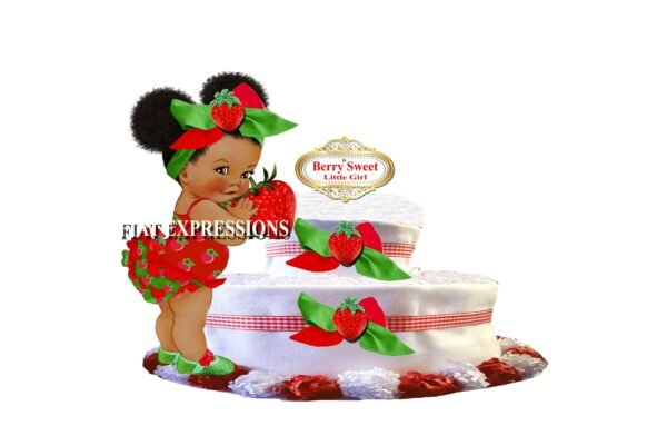 Strawberry Diaper Cake, 2 Tier Diaper Cake, Strawberry Baby Shower Centerpiece and Gift