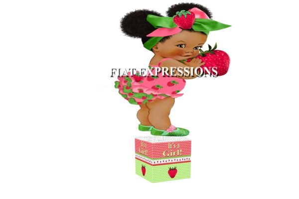 Strawberry Girl Pink & Green Chevron Baby Shower Centerpiece, Baby Shower Decorations