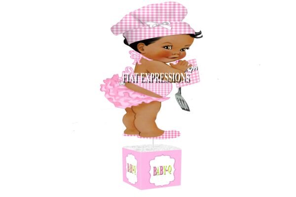 Baby-Q Pink Baby Shower Table Centerpiece, Baby-Q Girl Potholder & Spatula Baby Shower Table Centerpiece, Baby-Q Baby Shower