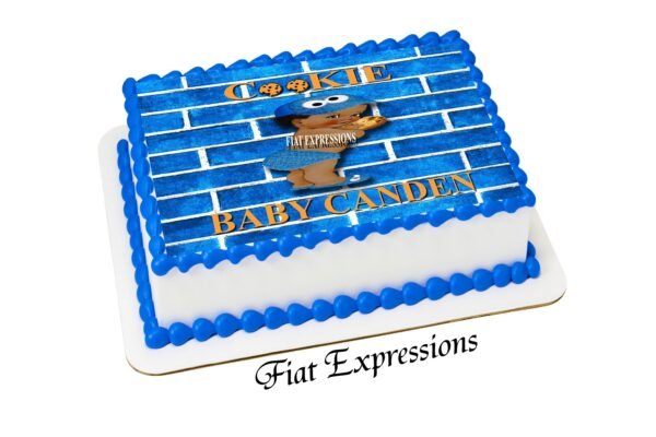 Cookie Monster Themed Baby Shower Edible Cake Image with Cookie Boy Digital File