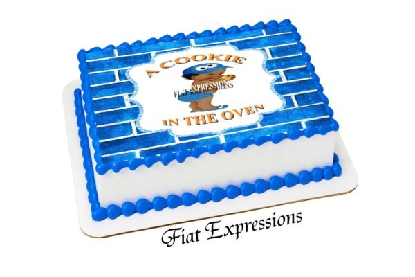 Cookie Monster Themed Baby Shower Edible Cake Image with Cookie Baby Boy Digital File