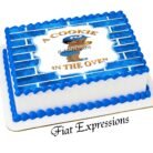 Cookie Monster Themed Baby Shower Edible Cake Image Boy Brick Wall