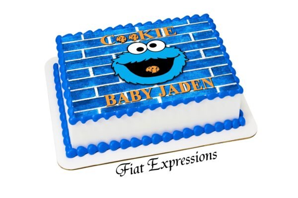Cookie Monster Themed Baby Shower Edible Cake Image, Cookie Monster Face Digital File