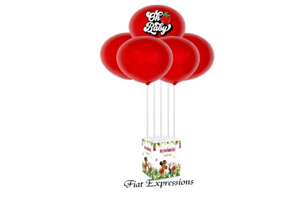 Strawberry Red with Flowers Baby Shower Balloon Centerpiece, Strawberry Garden Baby Shower Table Balloon Centerpiece