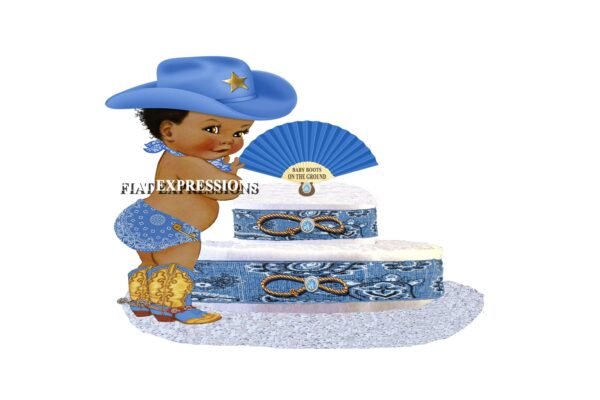 Baby Boots on the Ground Diaper Cake, Cowboy Diaper Cake, Country Western Blue, Baby Boots on the Ground Baby Shower Centerpiece & Gift