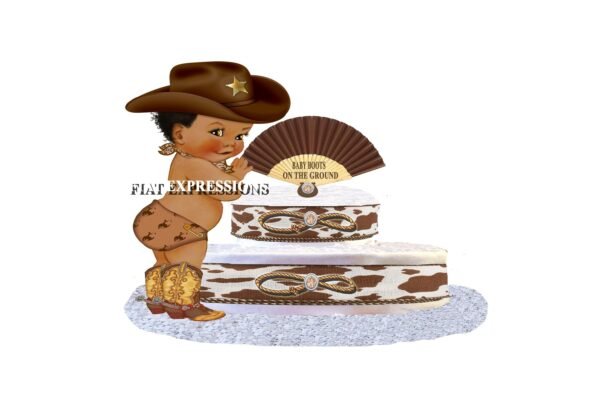 Baby Boots on the Ground Diaper Cake, Cowboy Diaper Cake, Country Western Brown, Baby Boots on the Ground Baby Shower Centerpiece & Gift