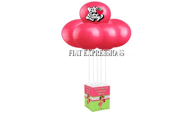 Strawberry Pink & Green Baby Shower Balloon Centerpiece, Strawberry Small Dots Baby Shower Table Balloon Centerpiece
