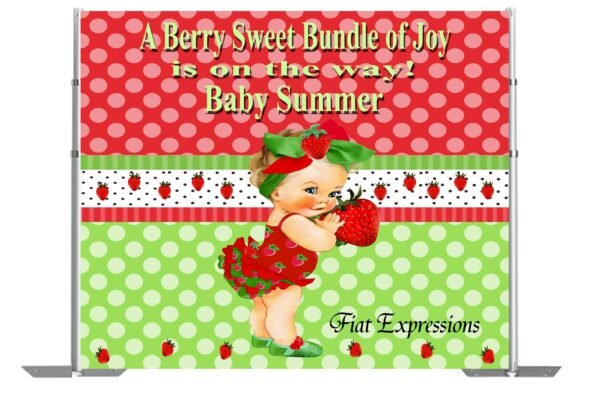 Strawberry Red Baby Shower Backdrop, Strawberry Baby Shower Poster, Strawberry Baby Shower Photo Prop, Strawberry Sign Digital File