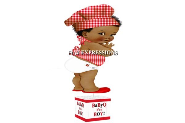 Baby-Q Boy Red & White Baby Shower Table Centerpiece
