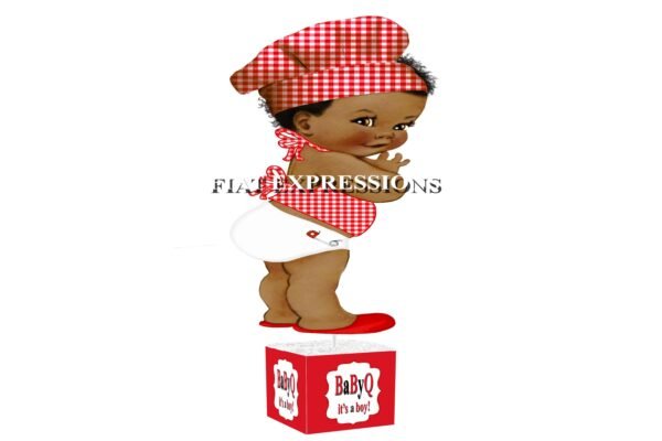 Baby-Q Boy White & Red Baby Shower Table Centerpiece