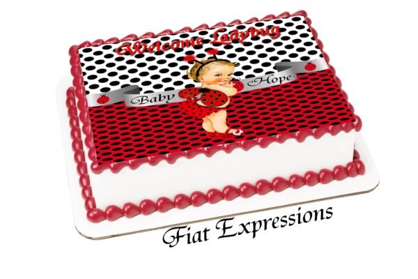 Ladybug Baby Shower Edible Cake Image Digital File