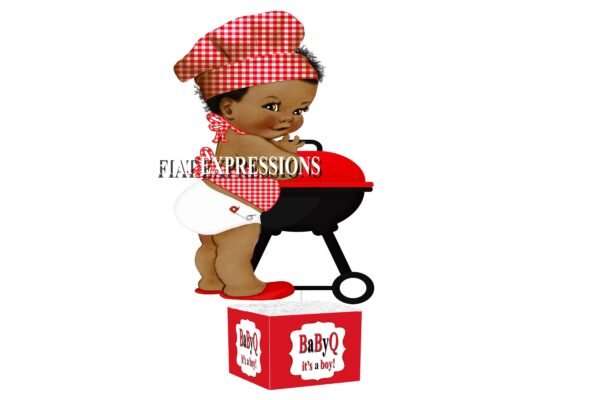 Baby-Q Boy Red with Grill Baby Shower Table Centerpiece