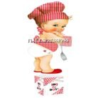 Baby Q Boy Centerpiece Red Gingham White Wood Spatula Potholder