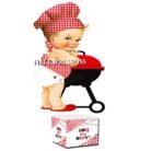 Baby Q Boy Centerpiece Red White Wood Lights Grill