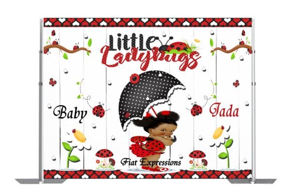 Ladybug in Rain Baby Shower Poster Backdrop Digital File
