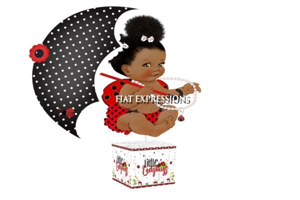 Ladybug Sitting with Umbrella Baby Shower Centerpiece