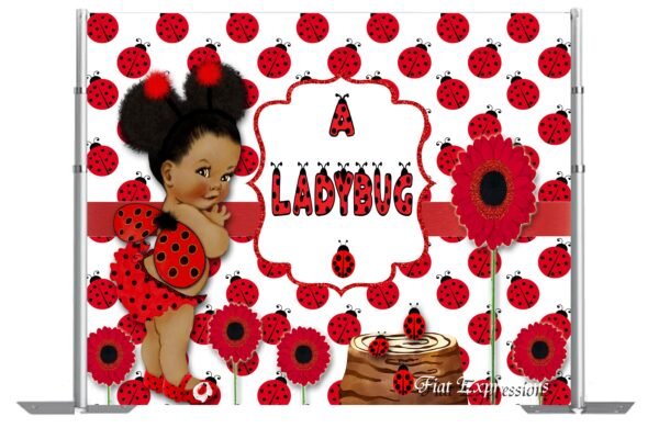 Ladybug with Red Flowers Baby Shower Poster Backdrop Digital File