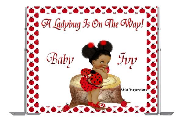 Ladybug by Tree Stump Baby Shower Poster Backdrop Digital File