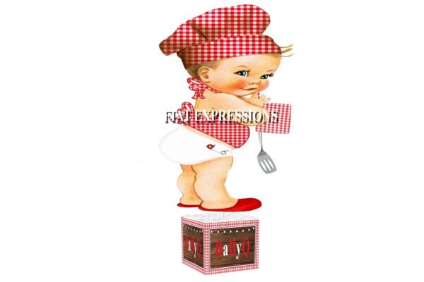 Baby-Q Red, Brown & Lights with Boy and Potholder Baby Shower Table Centerpiece