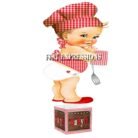 Baby Q Boy Shower Centerpiece Red Gingham Brown Wood Lights Spatula Potholder