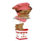 Baby Q Boy Centerpiece Red Gingham Wood Flag