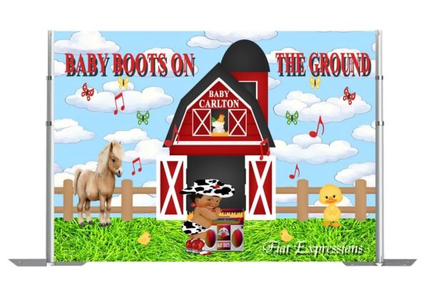 Baby Boots on the Ground Cow Print Baby Shower Backdrop Digital File, Baby Boots on the Ground Poster, Photo Prop, Baby Shower Sign