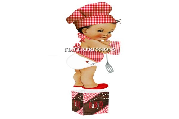 Baby-Q Boy Brown & Red Baby Shower Table Centerpiece
