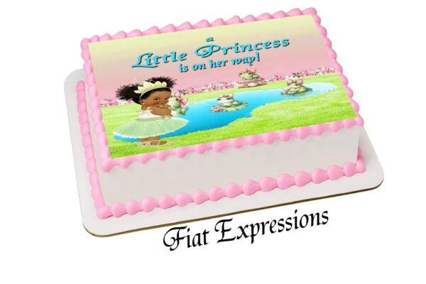 Princess & Frog Baby Shower Edible Cake Image Digital File, Princess Tiana Themed Baby Shower Edible Cake image