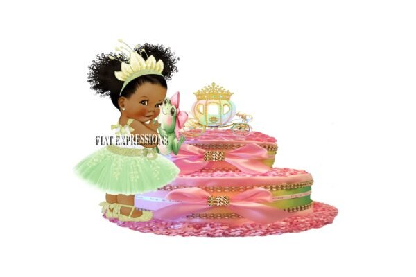 Princess Diaper Cake, 2Tier Diaper Cake, Princess Tiana Themed Diaper Cake, Baby Shower Centerpiece & Gift