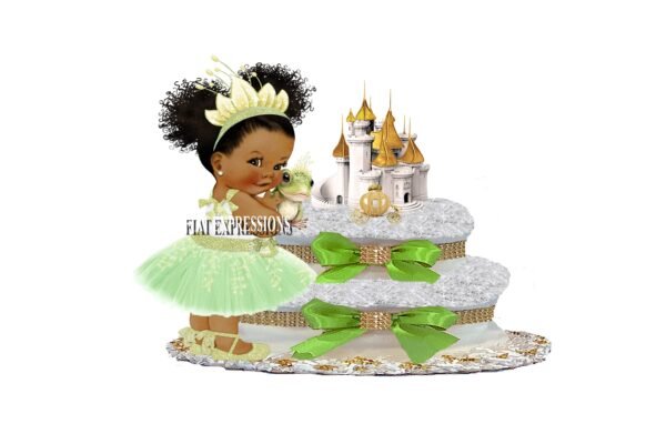 Princess Castle and Carriage Diaper Cake, 2Tier Diaper Cake, Princess Tiana Themed Diaper Cake, Baby Shower Centerpiece & Gift