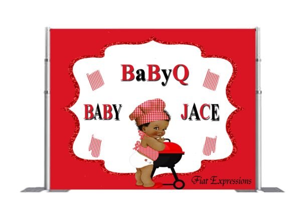 Baby-Q & Grill Baby Shower Poster Backdrop Digital File, Baby Shower Banner, Baby Shower Sign, Baby Shower Photo Prop