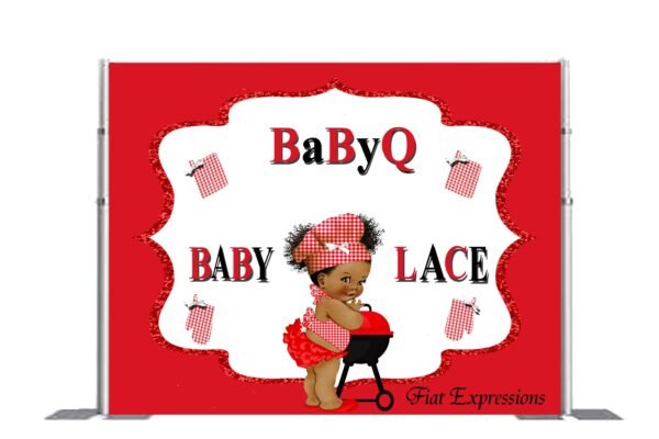 Baby-Q Girl & Grill Baby Shower Poster Backdrop Digital File, Baby Shower Banner, Baby Shower Sign, Baby Shower Photo Prop