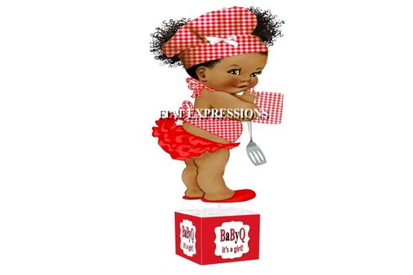 Baby-Q Girl with Potholder & Spatula Baby Shower Table Centerpiece